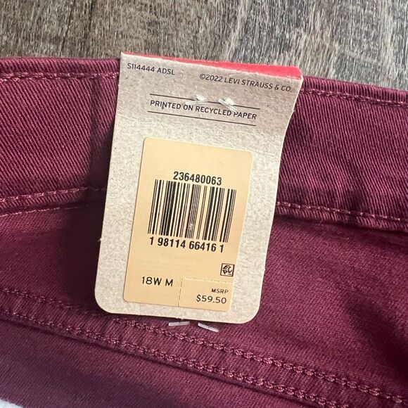 Levi's Plus Classic Straight Jeans Windsor Wine- Size 18W - Picture 6 of 12